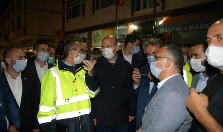 İçişleri Bakanı Soylu, Rize'deki Sel Bölgesinde İncelemede Bulundu